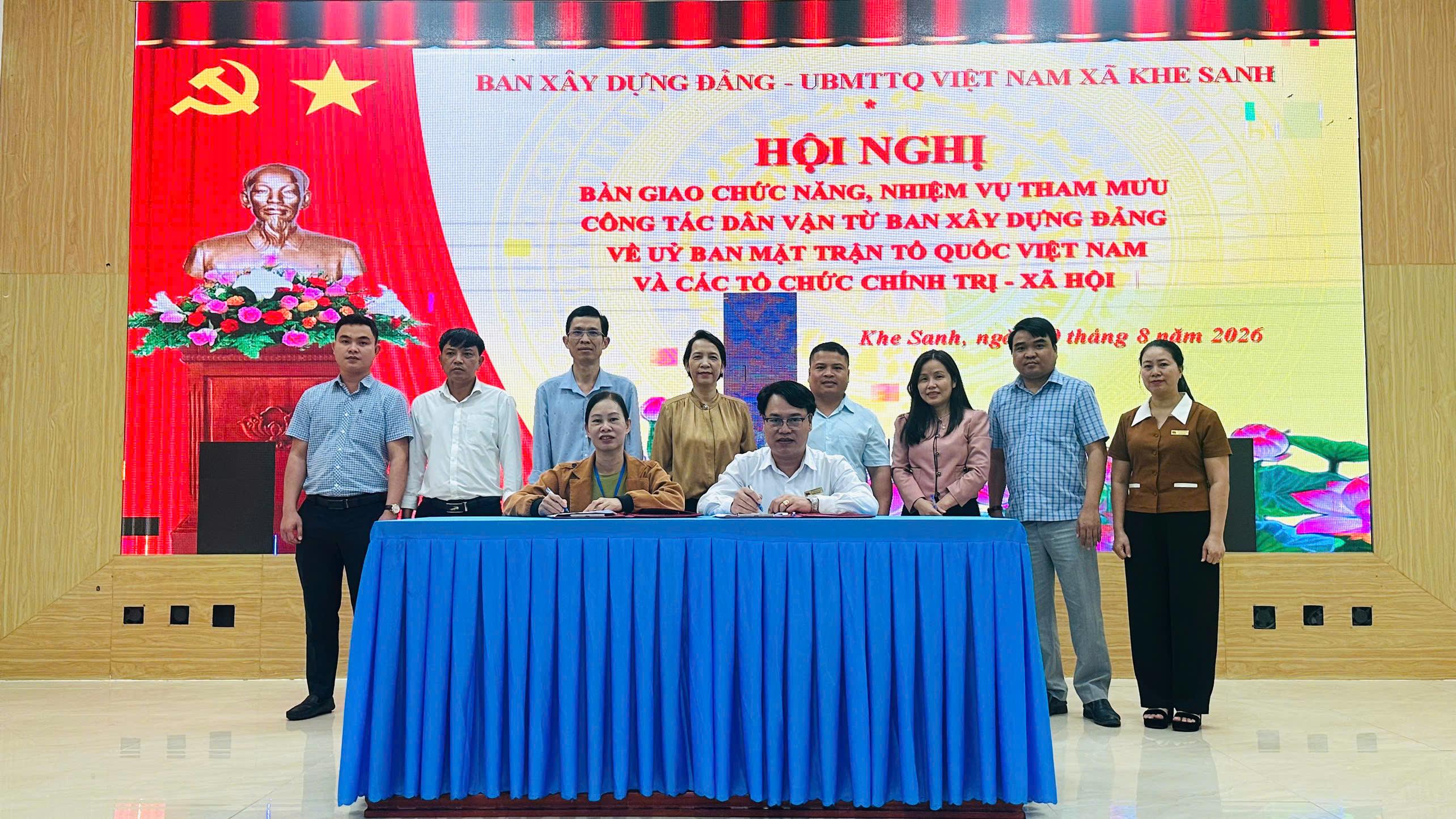 Bàn giao chức năng, nhiệm vụ tham mưu công tác dân vận